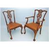 Image 1 : A set of 6 Chippendale-style mahogany dining chairs, having carved cresting rails and pierced vas...