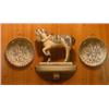 Image 1 : F. Clifford Harrison, oil on panel, trompe l'oeil, Still life, Delft horse and 2 plates on a grai...