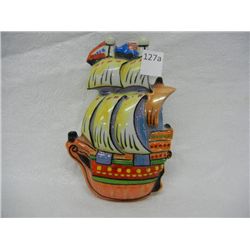 Hand Painted Ship Wall Pocket   Made in Japan