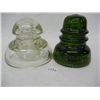 Image 1 : 2 Glass Hemingray Insulators   1 clear, 1 Green