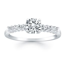 14K White Gold Shared Prong Accent Diamond Engagement Ring