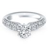 Image 2 : 14K White Gold Triple Row Pave Diamond Engagement Ring