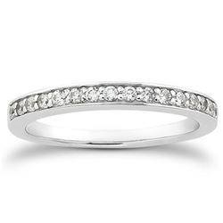 14K White Gold Pave Diamond Wedding Ring Band Set 1/2 Around