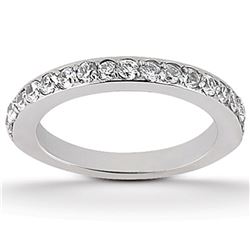 14K White Gold Pave Diamond Wedding Ring Band Set 1/2 Around