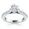 Image 1 : 14K White Gold Curved Shank Engagement Ring with Pave Diamonds