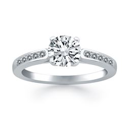 14K White Gold Diamond Channel Cathedral Engagement Ring