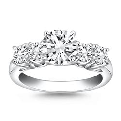 14K White Gold Five Stone Diamond Trellis Engagement Ring