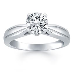 14K White Gold Tapered Engagement Solitaire Ring