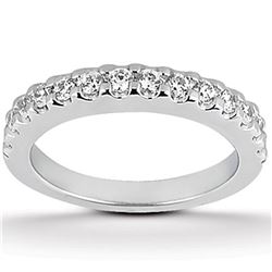 14K White Gold Shared Prong Diamond Wedding Ring Band