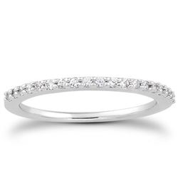 14K White Gold Slim Profile Diamond Micro Prong Diamond Wedding Ring Band