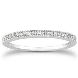 14K White Gold Diamond Micro Pave Diamond Milgrain Wedding Ring Band