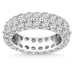14K White Gold Double Band Round Diamond Eternity Ring