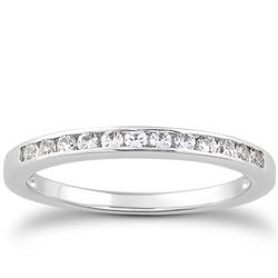 14K White Gold Channel Set Diamond Wedding Ring Band Set 1/3 Around