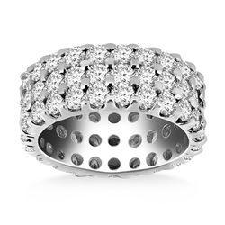 14K White Gold Triple Band Round Diamond Eternity Ring