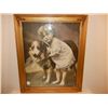 Image 1 : Framed Picture Copy write 1904 By Jos Hoover & Son Philadelphia , Three Friends, Girl and her Dog
