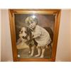 Image 2 : Framed Picture Copy write 1904 By Jos Hoover & Son Philadelphia , Three Friends, Girl and her Dog