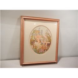 Lg. framed Mushroom & Flower Picture