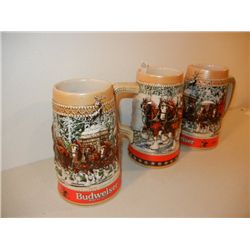 3-Budweiser Anheuser- Busch Steins  Collector Series