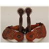 Image 1 : A Buermann Etched Iron Spurs with Carved Straps