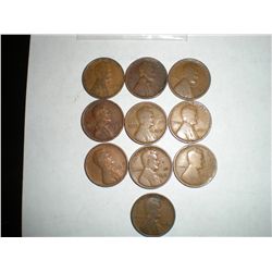 1910 wheat pennies x10