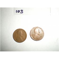 1911 wheat pennies x2