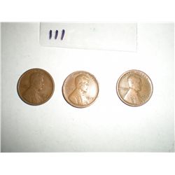 1917D,S,P wheat pennies three coin set