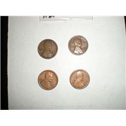 1917D wheat pennies x4