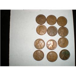 1917 wheat pennies x12