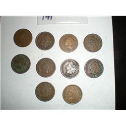 1890-1899 Indian Head Pennies 10 coin set!!!