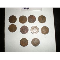 1880-1889 Indian Head Pennies 10 coin set!!!