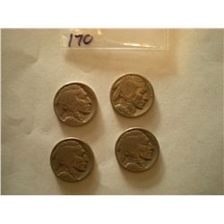 1928 Buffalo Nickels x4