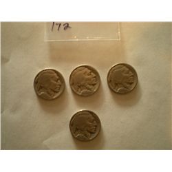 1930 Buffalo Nickels x4