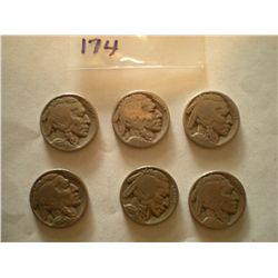 1935 x5 & 1935D x1 Buffalo Nickels total of six coin set