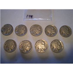 1935 Buffalo Nickels x9 coins Nice Legible Dates!!!!