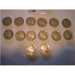 1936 Buffalo Nickels x14 coins Nice Legible Dates!!!!