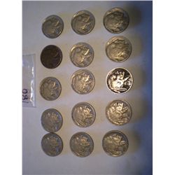 1937 Buffalo Nickels x15 coins Nice Legible Dates!!!!