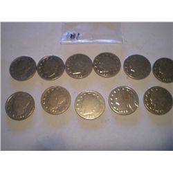 1897 & 1898 "V"/Liberty Nickels All Cleaned in this set x11 coins