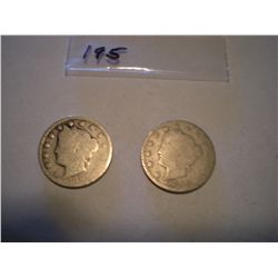 1896 "V"/Liberty Nickels x2