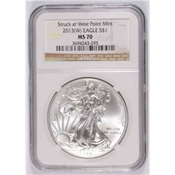 2013 ( W ) AMERICAN SILVER EAGLE, NGC MS-70!   BROWN LABEL