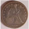 Image 1 : 1860 SEATED DOLLAR, VF+ SCARCE DATE