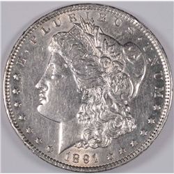 1891-CC MORGAN SILVER DOLLAR, AU-58  RIM NICKS