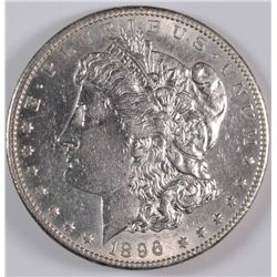1896-S MORGAN SILVER DOLLAR, AU-58 WHITE, RARE, SELDOM FOUND