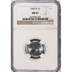 1943-D LINCOLN (STEEL) CENT NGC MS-67