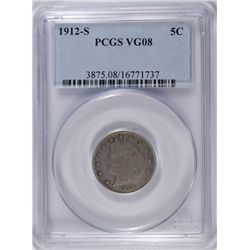 1912-S V-NICKEL PCGS VG-8