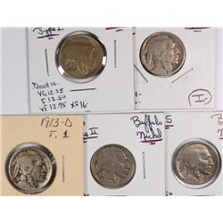 (5) BUFFALO NICKEL (13 I, 13-D I, 13 II, 15, 15-D)