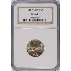 1942 JEFFERSON NICKEL NGC MS-66