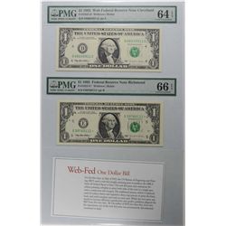 1995 & 1995 STAR NOTES PMG 64 & PMG 66 "WEB FED"