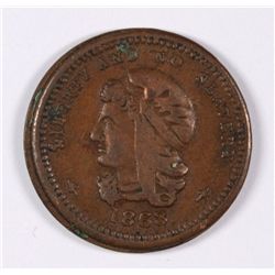 CIVIL WAR TOKEN, LIBERTY AND NO SLAVERY, UNION FOR EVER