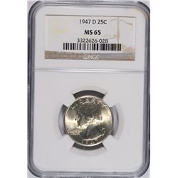 1947-D WASHINGTON QUARTER NGC MS-65