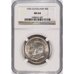 1936 CLEVELAND COMMEN HALF DOLLAR NGC MS-64